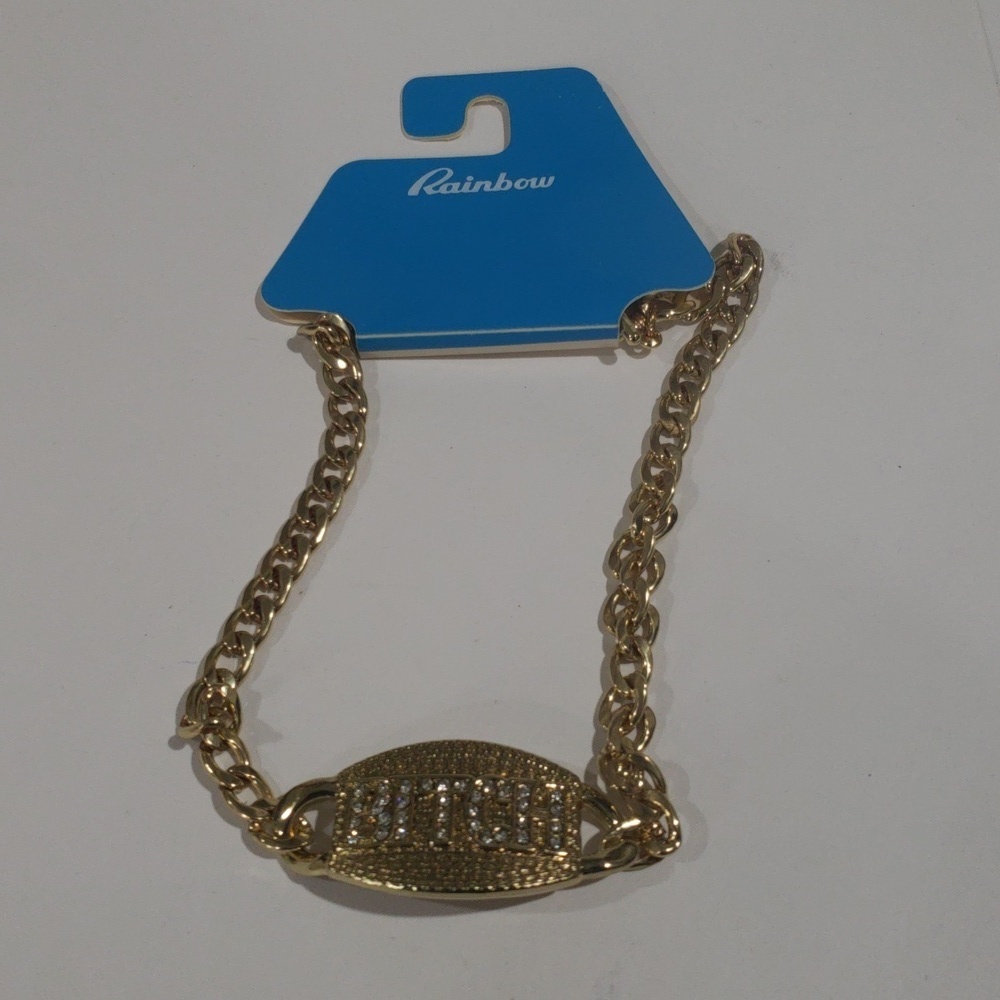 Gold Bold Statement Necklace Sparkling Lettering - Women's Fashion Jewelry - Picture 8 of 8